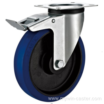 200mm industrial rubber rigid casters with brakes